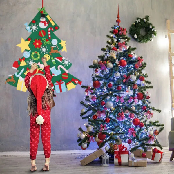 DIY Felt Christmas Tree Advent — 41 Detachable Ornaments, Kids Wall Countdown