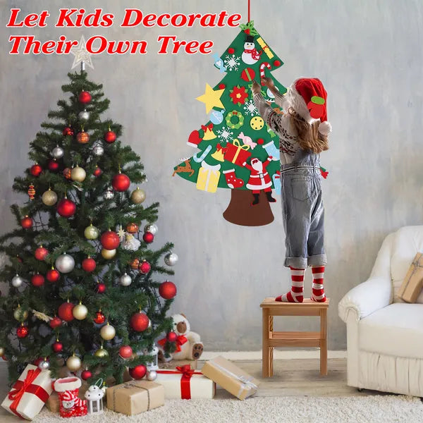 DIY Felt Christmas Tree Advent — 41 Detachable Ornaments, Kids Wall Countdown