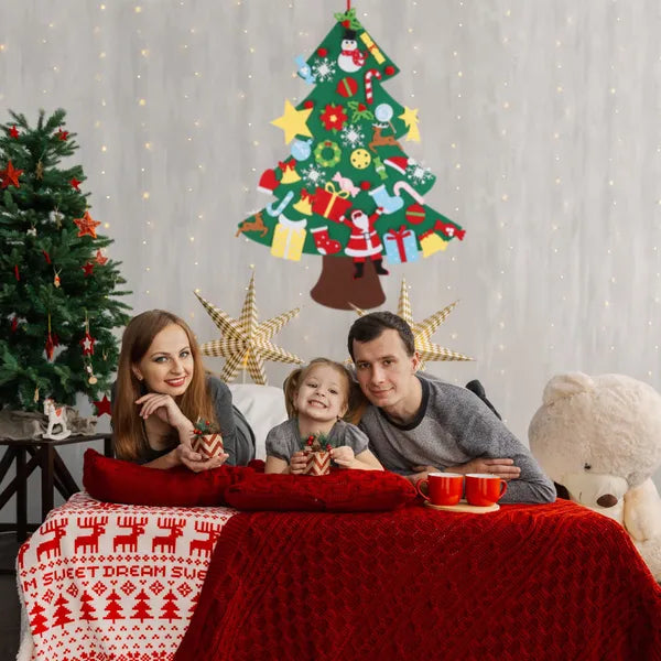 DIY Felt Christmas Tree Advent — 41 Detachable Ornaments, Kids Wall Countdown