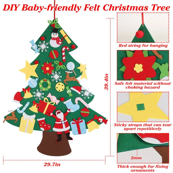 DIY Felt Christmas Tree Advent — 41 Detachable Ornaments, Kids Wall Countdown