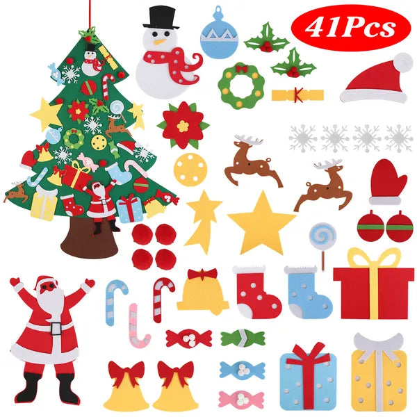 DIY Felt Christmas Tree Advent — 41 Detachable Ornaments, Kids Wall Countdown