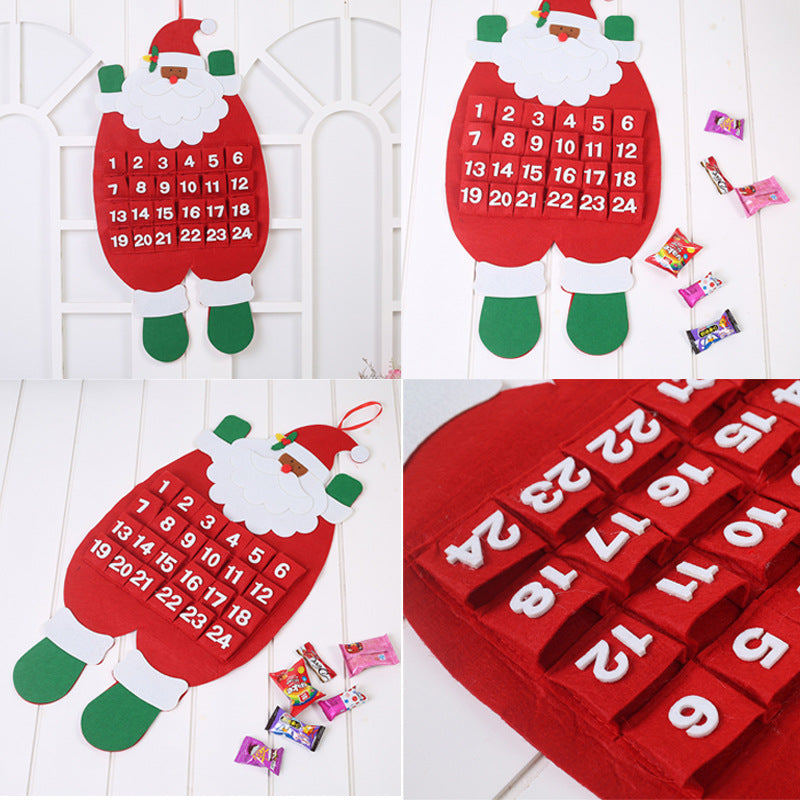 Santa Felt Advent Wall Hang — 24 Pocket Countdown