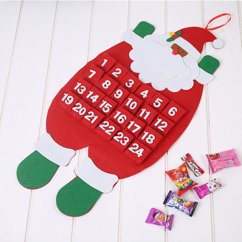 Santa Felt Advent Wall Hang — 24 Pocket Countdown