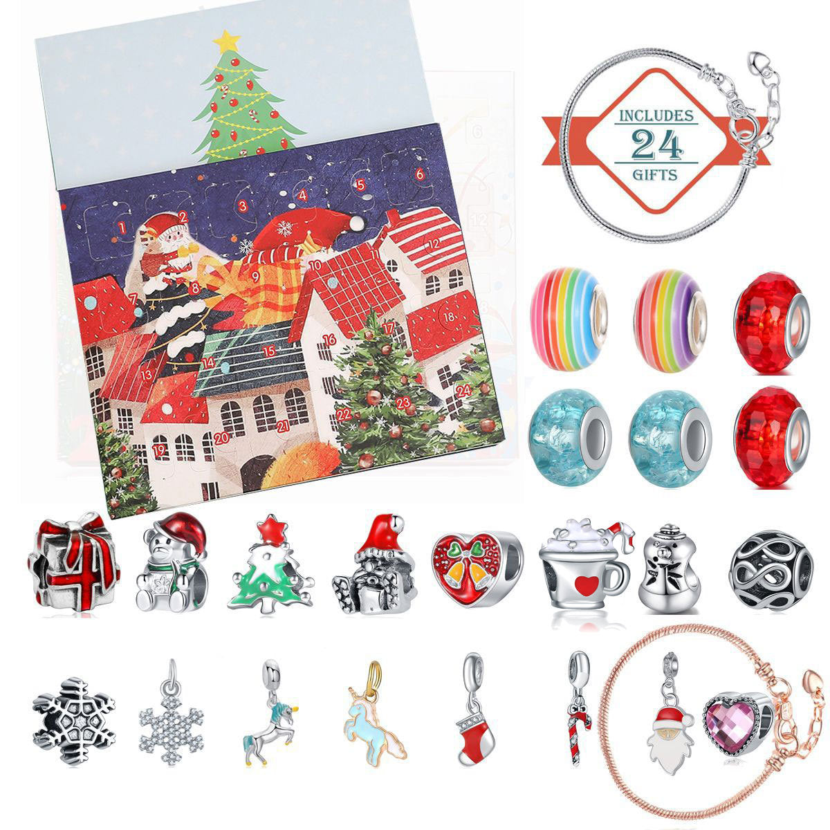 Enamel DIY Jewelry Advent Calendar — Charm Bracelet & Necklace Kit