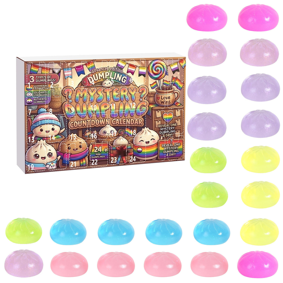 Crystal Squishy Advent Calendar — 24 Stress-Relief Toys