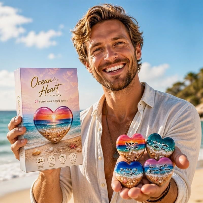 Ocean Heart Acrylic Ornament Advent — Beach Countdown Set