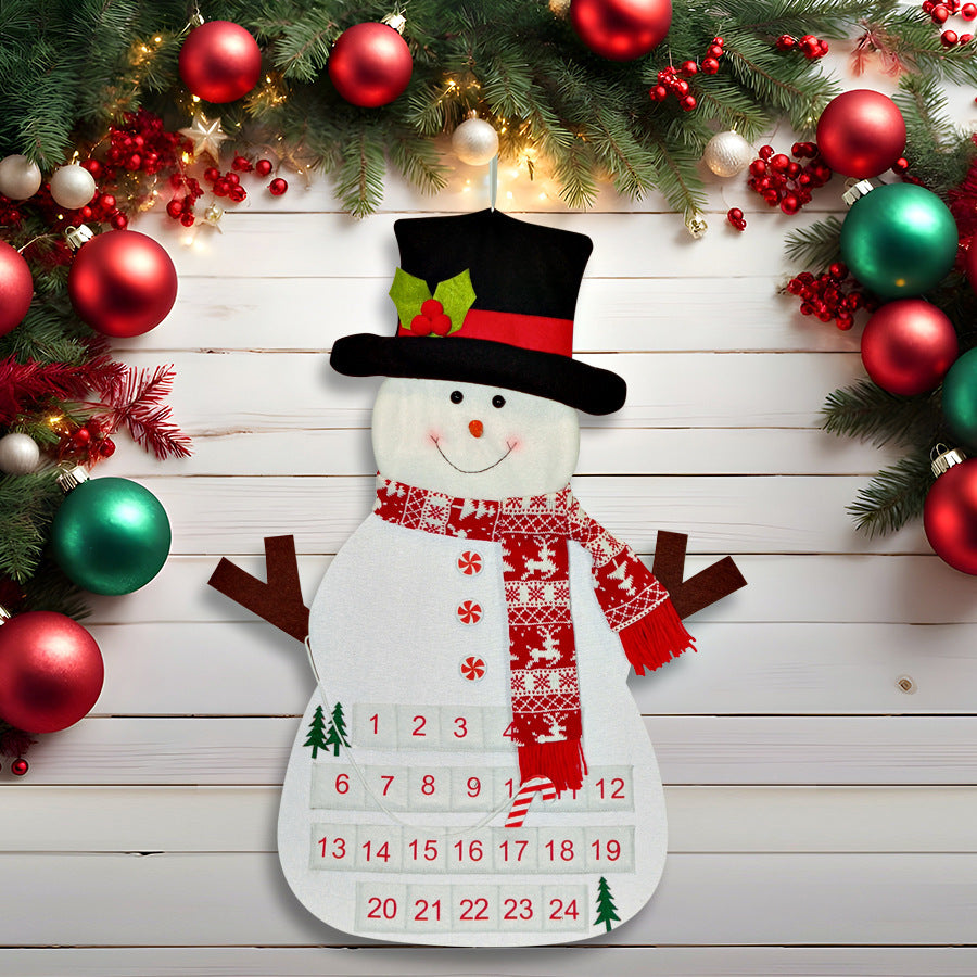 Felt Character Advent Hang — Santa Snowman Elf Elk Countdown