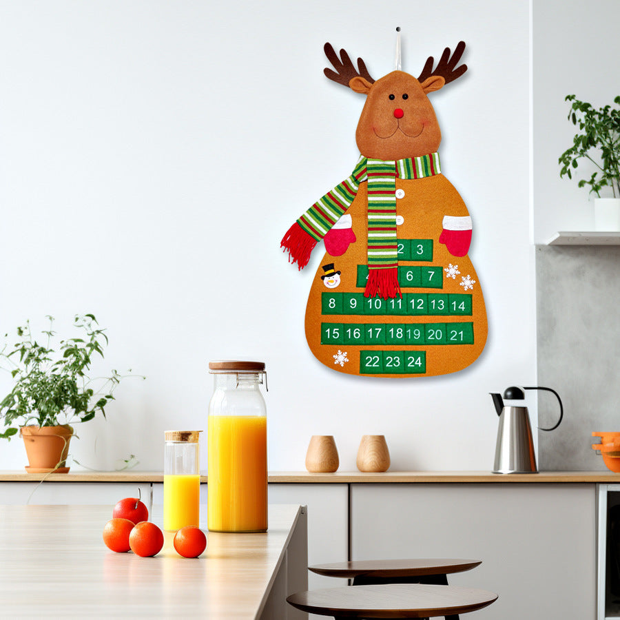 Elk Felt Advent Wall Hang — Fill-Your-Own Pocket Countdown