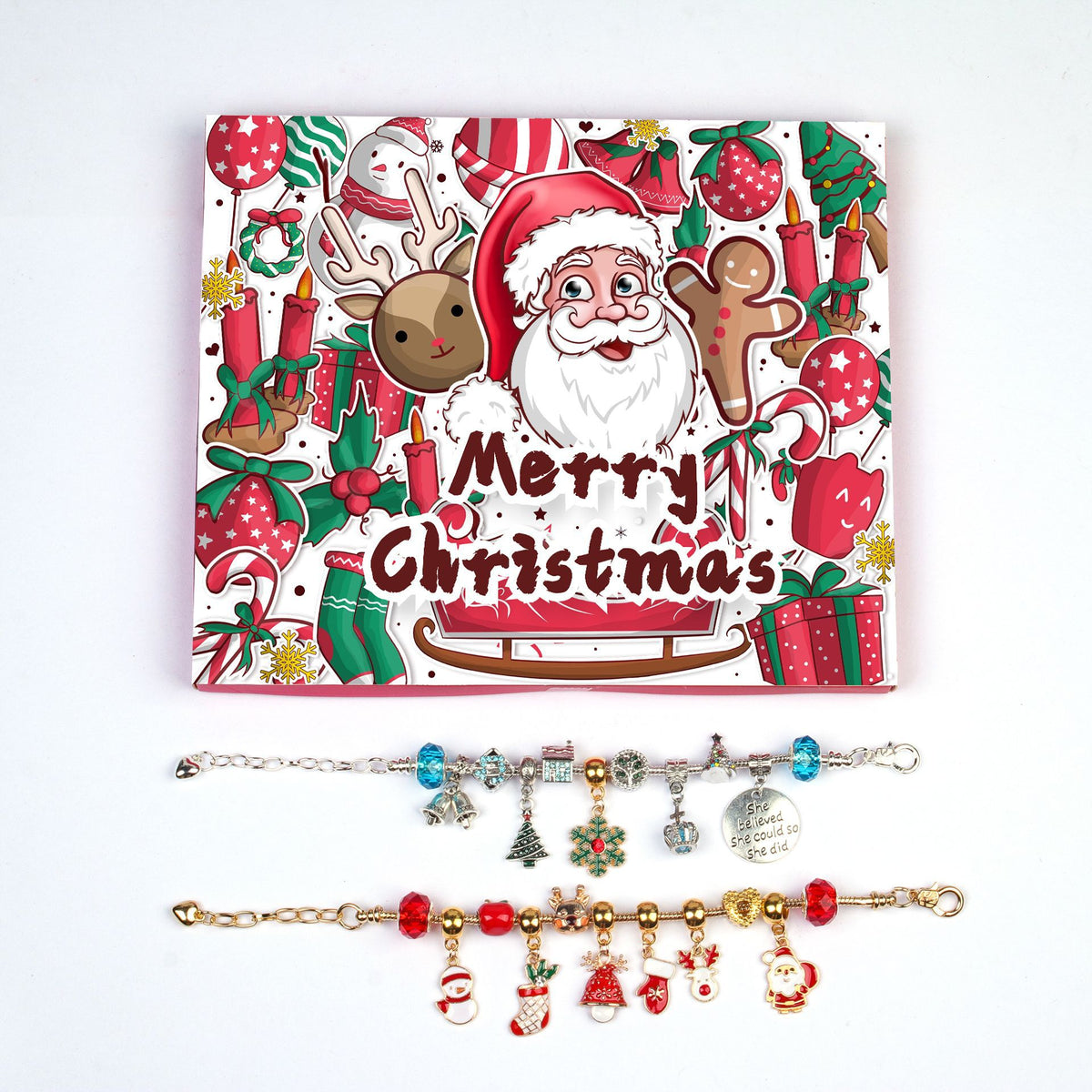 Kids DIY Bracelet Advent Calendar — Santa Reindeer Charm Kit