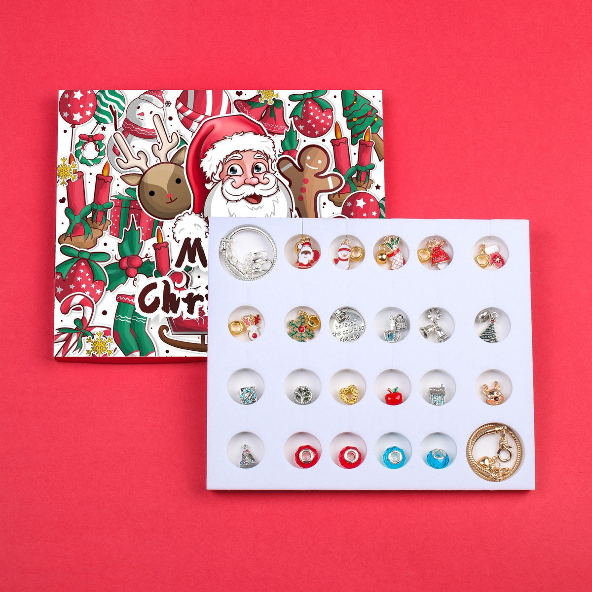 Kids DIY Bracelet Advent Calendar — Santa Reindeer Charm Kit