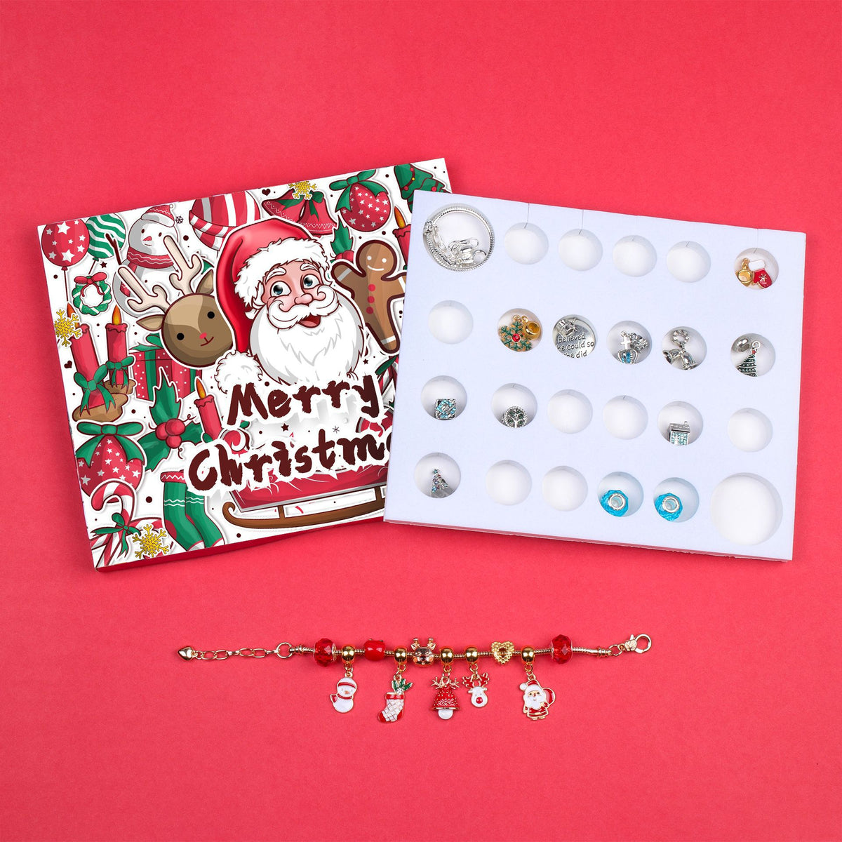 Kids DIY Bracelet Advent Calendar — Santa Reindeer Charm Kit