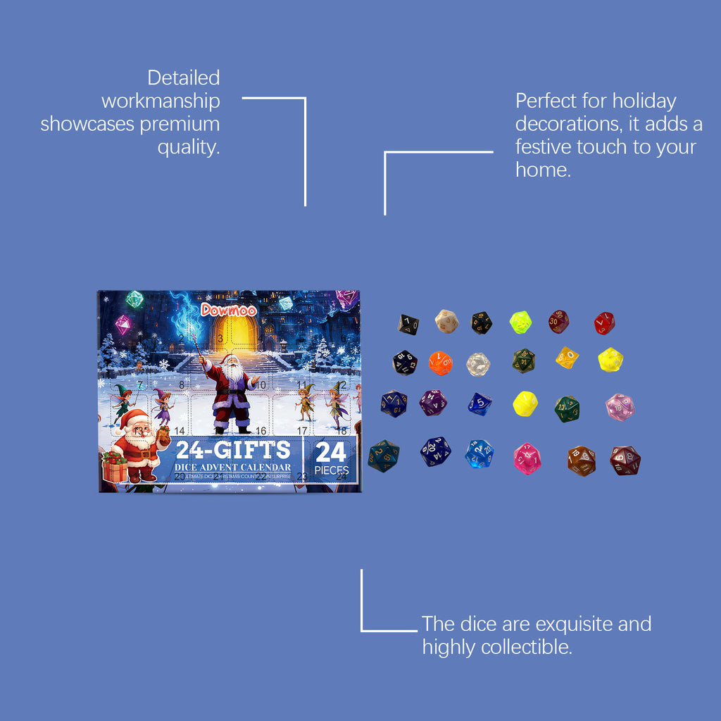 Polyhedral Dice Advent Calendar — 24pc Acrylic Blind Box