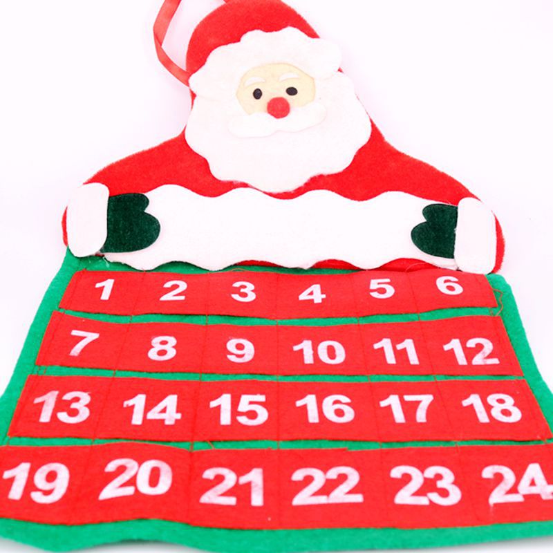 Santa Fabric Advent Hang Calendar — 24 Pockets